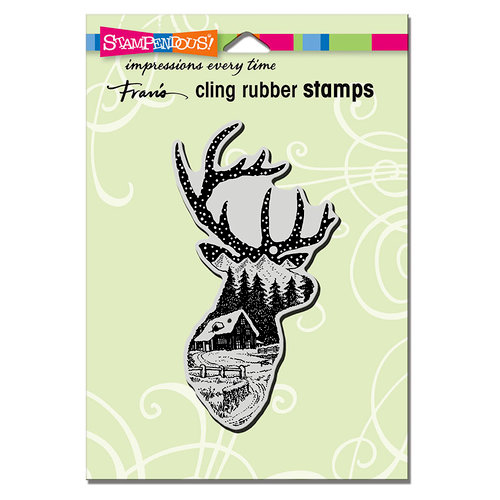 Stampendous - Christmas - Cling Mounted Rubber Stamps - Buck Scene