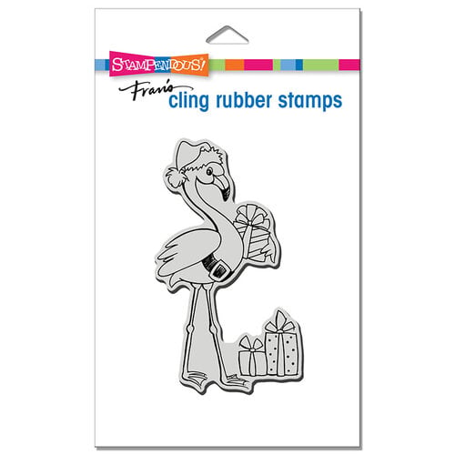 Stampendous - Christmas - Cling Mounted Rubber Stamps - Flamingo Santa