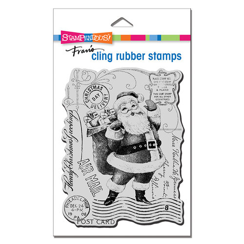 Stampendous - Christmas - Cling Mounted Rubber Stamps - Santa Post