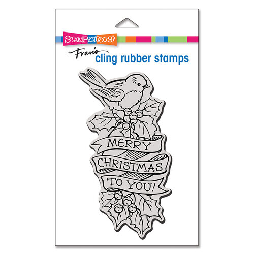 Stampendous - Christmas - Cling Mounted Rubber Stamps - Mini Slimline - Birdie Banner