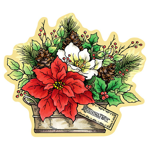 Stampendous - Christmas - Wood Mounted Stamps - Curio Poinsettia