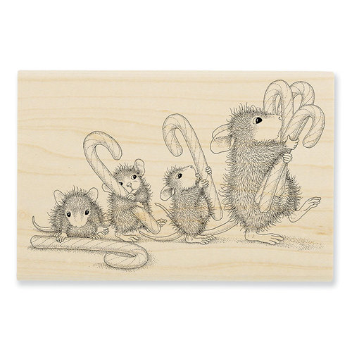 Stampendous - House Mouse Designs - Christmas - Wood Mounted Stamps - Carrying Candy Canes