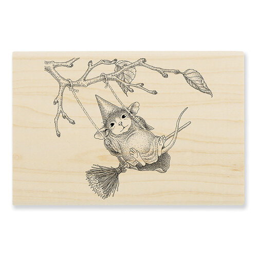 HOUSE MOUSE Christmas Bird Gift Wood Mounted Rubber Stamp Stampendous HMR123 NEW 