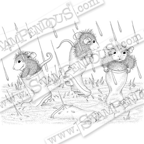Stampendous - House Mouse Designs - Wood Mounted Stamps - Puddle Jumpers