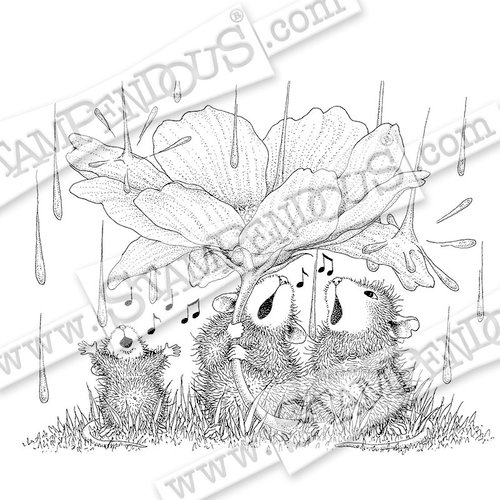 Stampendous - House Mouse Designs - Wood Mounted Stamps - Peony Song