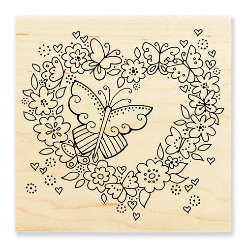 Stampendous - Wood Mounted Stamps - Butterfly Heart