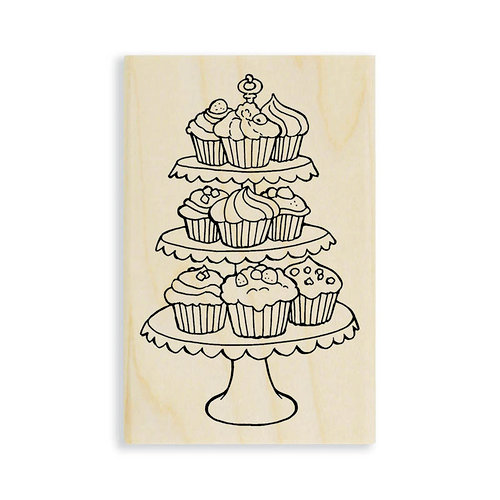 Stampendous - Wood Mounted Stamps - Cupcake Tiers