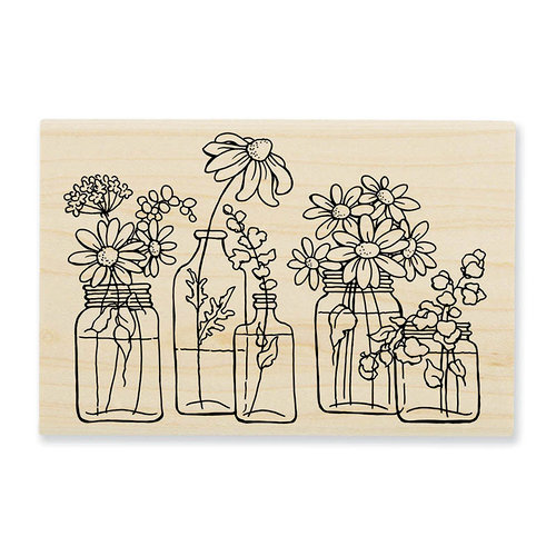 Stampendous - Wood Mounted Stamps - Flower Jars