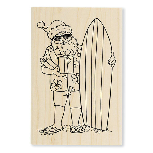 Stampendous - Christmas - Wood Mounted Stamps - Surfing Santa