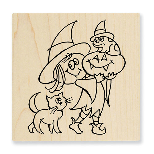 Stampendous - Halloween - Wood Mounted Stamps - Witchy Friends