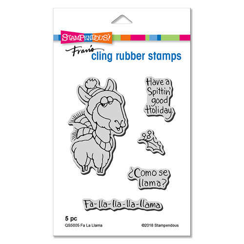Stampendous - Christmas - Cling Mounted Rubber Stamps - Fa La Llama