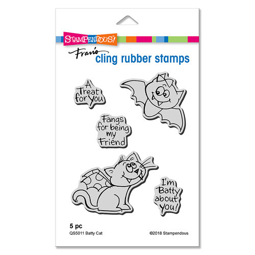 Stampendous - Halloween - Cling Mounted Rubber Stamps - Batty Cat