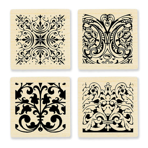 Stampendous - Wood Mounted Stamps - Texture Cube - Ornate Tiles