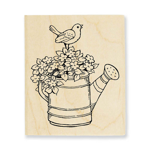 Stampendous - Wood Mounted Stamps - Watering Can Bird