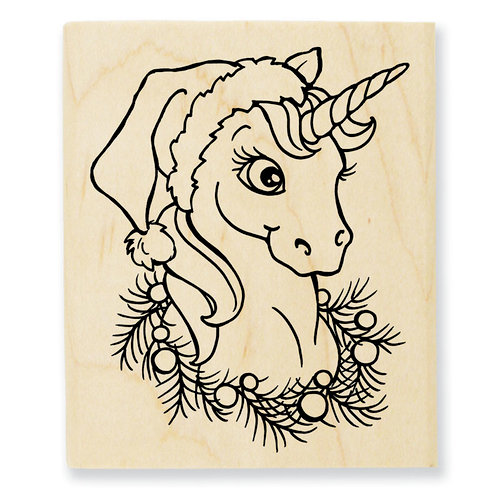 Stampendous - Christmas - Wood Mounted Stamps - Unicorn Christmas
