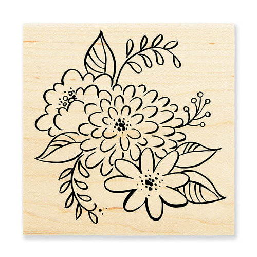Stampendous - Wood Mounted Stamps - Mum Blossoms