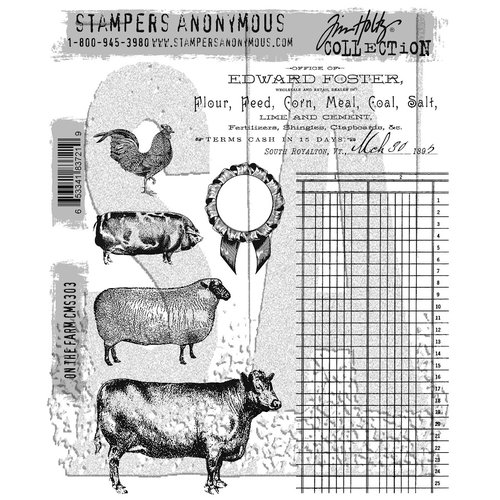Stampers Anonymous - Tim Holtz - Cling Mounted Rubber Stamp Set - On the Farm