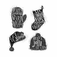 Stampers Anonymous - Tim Holtz - Christmas - Cling Mounted Rubber Stamp Set - Carved Christmas 1