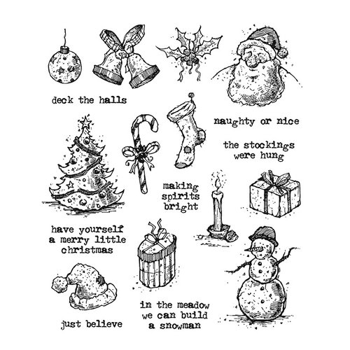 Stampers Anonymous - Tim Holtz - Christmas - Cling Mounted Rubber Stamp Set - Tattered Christmas