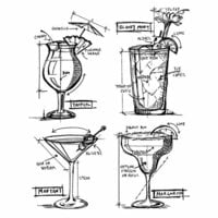 Stampers Anonymous - Tim Holtz - Cling Mounted Rubber Stamp Set - Cocktails Blueprint