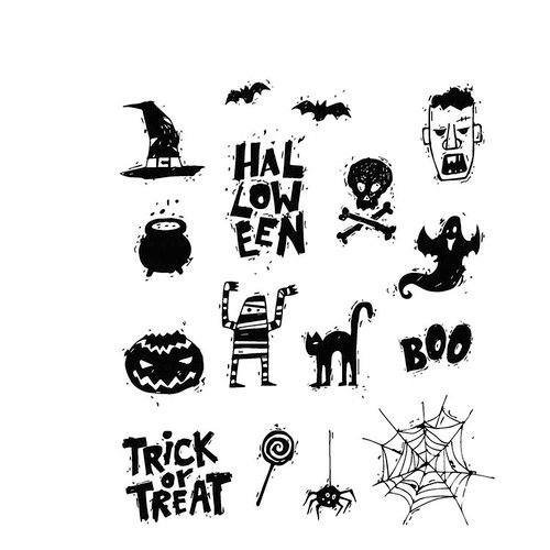 Stampers Anonymous - Tim Holtz - Halloween - Cling Mounted Rubber Stamp Set - Spooky Scribbles