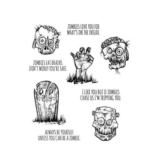 Stampers Anonymous - Tim Holtz - Halloween - Cling Mounted Rubber Stamp Set - Zombies