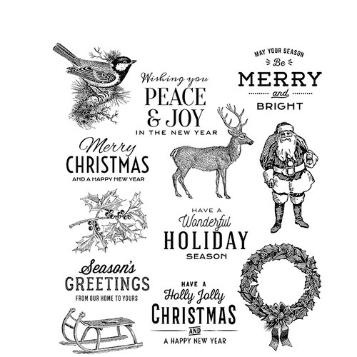 Stampers Anonymous - Tim Holtz - Christmas - Cling Mounted Rubber Stamp Set - Festive Overlay