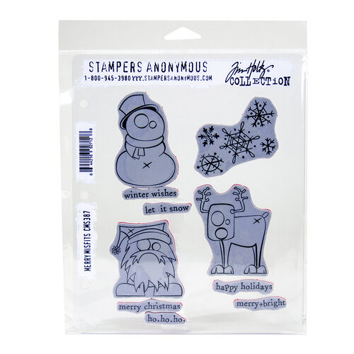 Stampers Anonymous - Christmas - Tim Holtz - Cling Mounted Rubber Stamp Set - Merry Misfits