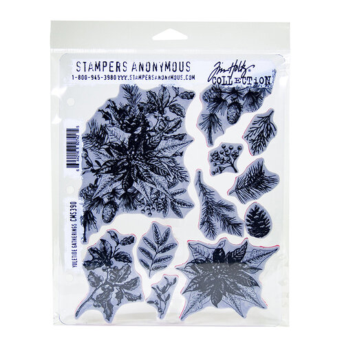 Stampers Anonymous - Christmas - Tim Holtz - Cling Mounted Rubber Stamp Set - Yuletide Gatherings