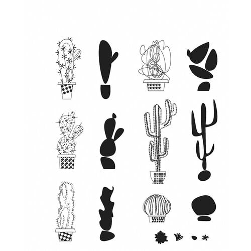 Stampers Anonymous - Tim Holtz - Cling Mounted Rubber Stamp Set - Mod Cactus