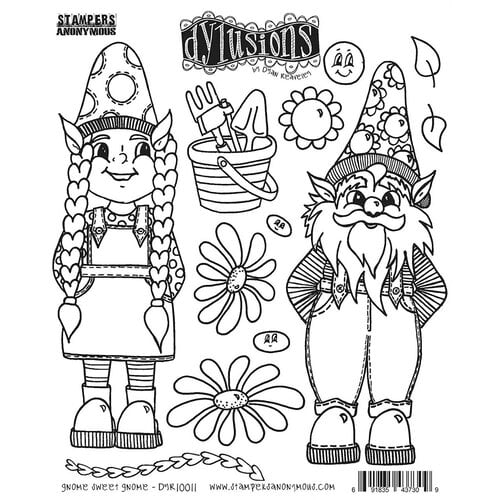 Stampers Anonymous - Dylusions - Cling Mounted Rubber Stamps - Gnome Sweet Gnome