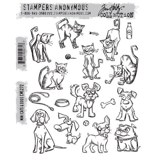 Tim Holtz Crazy Dogs Cling Stamps Stampers Anonymous CMS271 scrapbook craft 