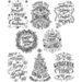 Stampers Anonymous - Tim Holtz - Christmas - Cling Mounted Rubber Stamp Set - Mini Doodle Greetings