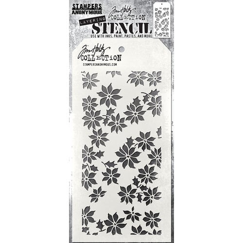 Stampers Anonymous -Tim Holtz - Christmas - Layering Stencils - Tiny Poinsettia