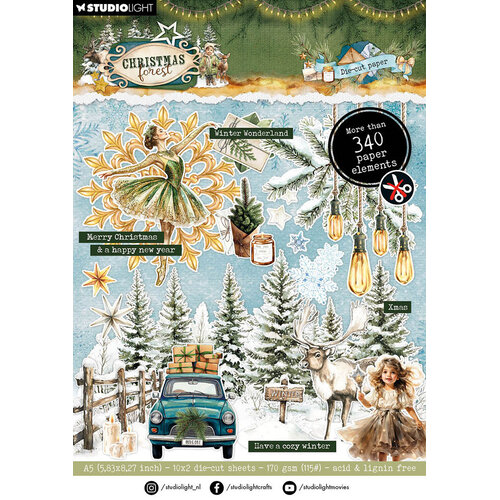 Studio Light - Christmas Forest Collection - Die Cut Paper Pad - Elements