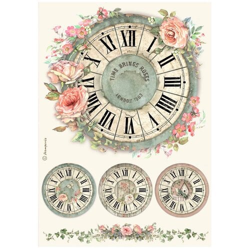 Stamperia - House Of Roses Collection - A4 Rice Paper - Clock