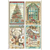 Stamperia - Christmas Greetings Collection - A4 Rice Paper - 4 Cards