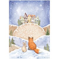 Stamperia - Winter Valley Collection - A4 Rice Paper - Fox And Bunny