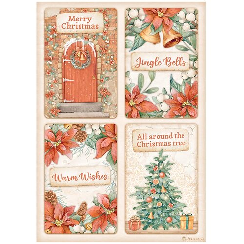 Stamperia - All Around Christmas Collection - A4 Rice Paper - 4 Cards