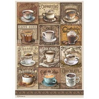 Stamperia - Coffee And Chocolate Collection - A4 Rice Paper - Tags with Cups