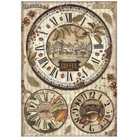 Stamperia - Coffee And Chocolate Collection - A4 Rice Paper - Clocks