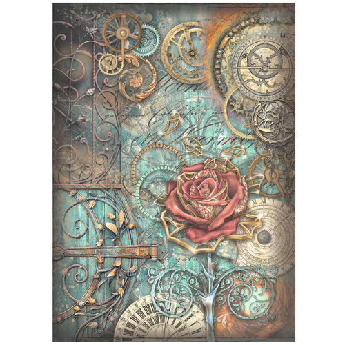 Stamperia - Sir Vagabond in Fantasy World Collection - A4 Rice Paper - Mechanical Rose
