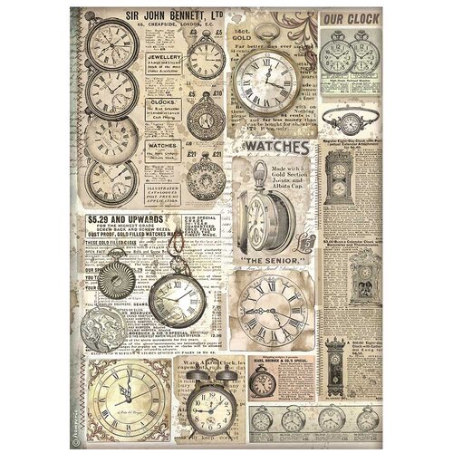 Stamperia - Brocante Antiques Collection - A4 Rice Paper - Clocks
