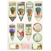 image of Stamperia - Garden Collection - A4 Rice Paper - Tags and Labels