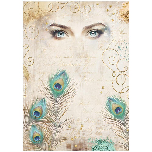 Stamperia - Masquerade Collection - A4 Rice Paper - Eyes and Feathers