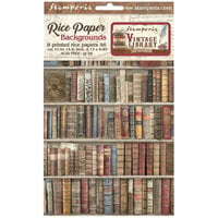 Stamperia - Vintage Library Collection - A6 Rice Paper - Backgrounds - 8 Pack