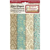 Stamperia - Christmas Greetings Collection - A6 Rice Paper - Backgrounds - 8 Pack