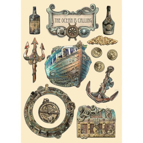 Stamperia - Songs Of The Sea Collection - Colored Wooden Shapes - The Ocean Is Calling