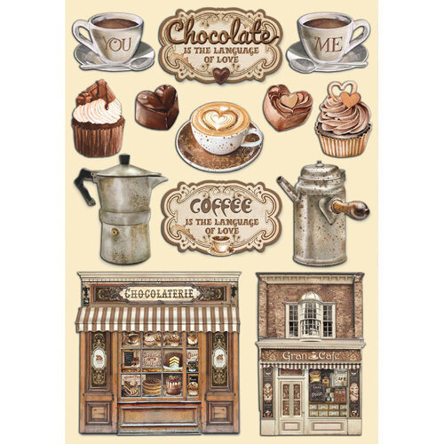 Stamperia - Coffee And Chocolate Collection - Colored Wooden Shapes