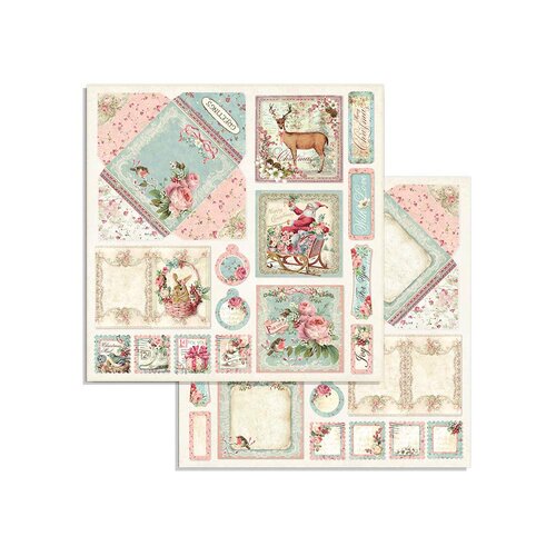 Stamperia - Pink Christmas Collection - 8 x 8 Paper Pad - Backgrounds